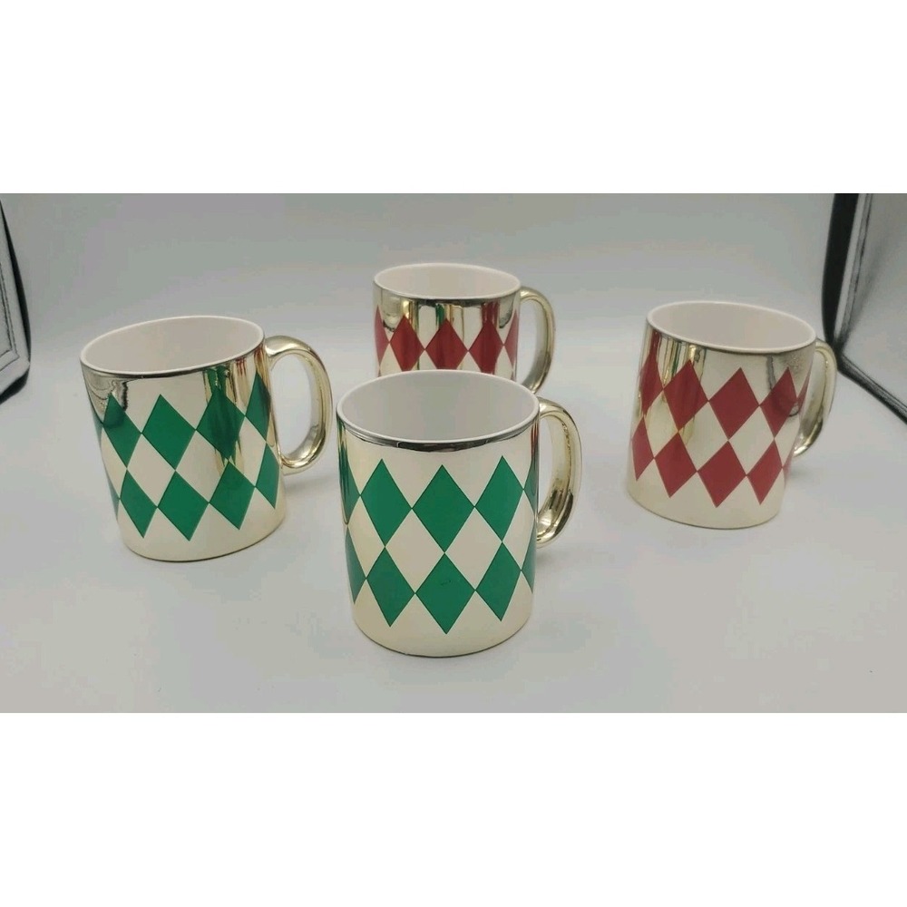 Christmas Mugs Set‎ of 4 House of Lloyds Christmas Around the World Diamonds